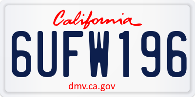 CA license plate 6UFW196