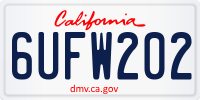 CA license plate 6UFW202