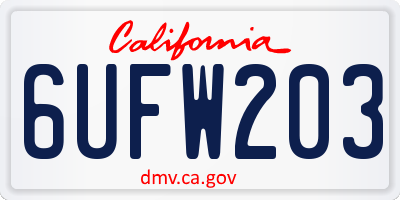 CA license plate 6UFW203