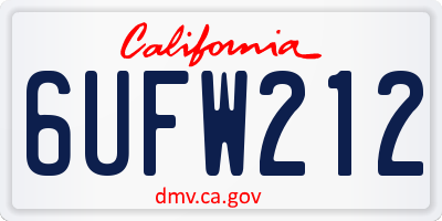 CA license plate 6UFW212
