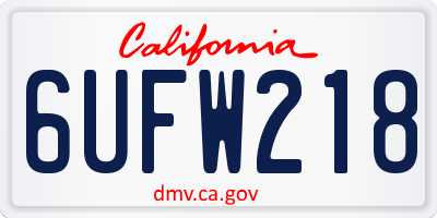 CA license plate 6UFW218