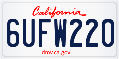 CA license plate 6UFW220