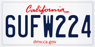 CA license plate 6UFW224
