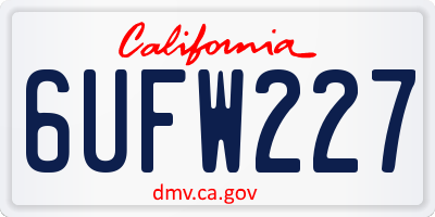 CA license plate 6UFW227