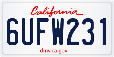 CA license plate 6UFW231