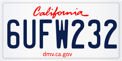 CA license plate 6UFW232