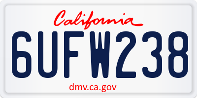 CA license plate 6UFW238