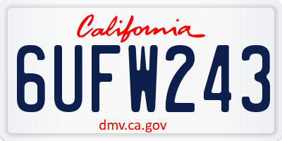 CA license plate 6UFW243