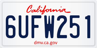 CA license plate 6UFW251