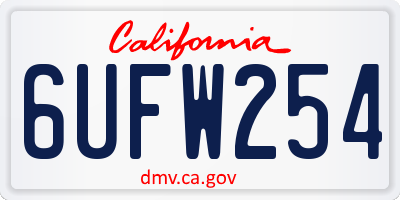 CA license plate 6UFW254