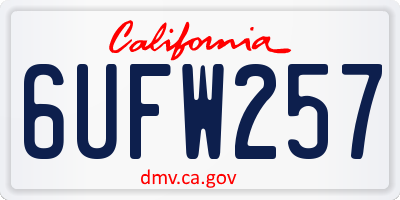 CA license plate 6UFW257