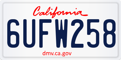CA license plate 6UFW258