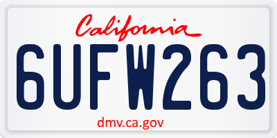 CA license plate 6UFW263