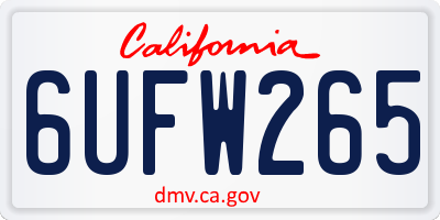 CA license plate 6UFW265