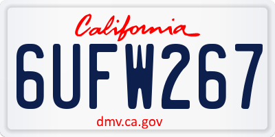 CA license plate 6UFW267