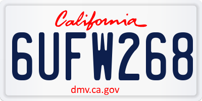 CA license plate 6UFW268