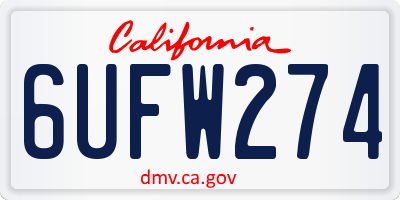CA license plate 6UFW274