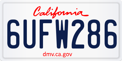 CA license plate 6UFW286
