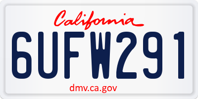 CA license plate 6UFW291