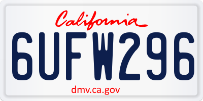 CA license plate 6UFW296