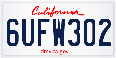 CA license plate 6UFW302