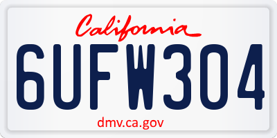 CA license plate 6UFW304