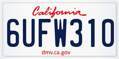 CA license plate 6UFW310