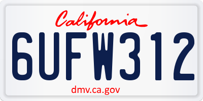 CA license plate 6UFW312