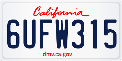 CA license plate 6UFW315