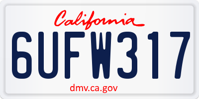 CA license plate 6UFW317