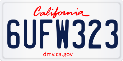 CA license plate 6UFW323