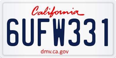 CA license plate 6UFW331
