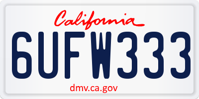 CA license plate 6UFW333