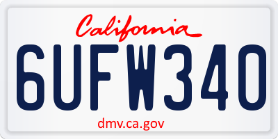 CA license plate 6UFW340