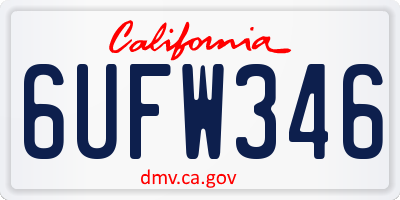 CA license plate 6UFW346