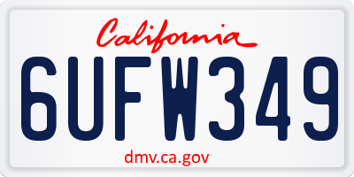 CA license plate 6UFW349