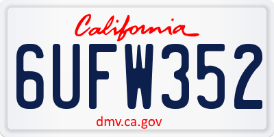 CA license plate 6UFW352