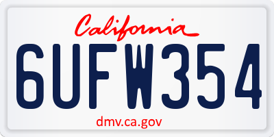 CA license plate 6UFW354