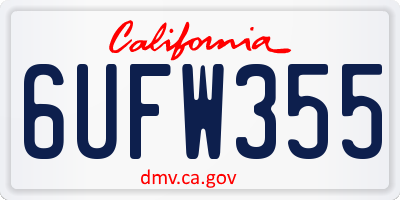 CA license plate 6UFW355