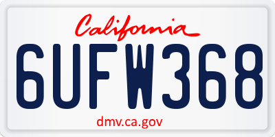 CA license plate 6UFW368