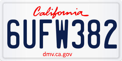 CA license plate 6UFW382