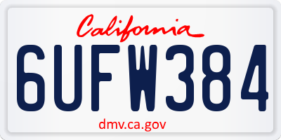CA license plate 6UFW384