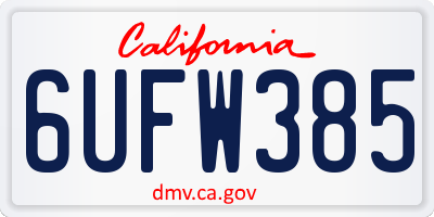 CA license plate 6UFW385