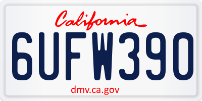 CA license plate 6UFW390