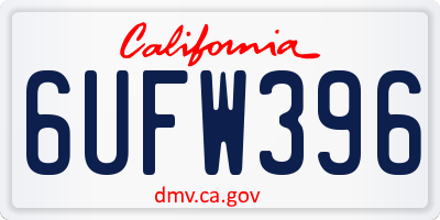 CA license plate 6UFW396