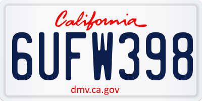 CA license plate 6UFW398