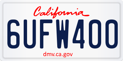 CA license plate 6UFW400