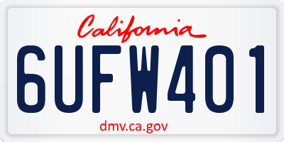 CA license plate 6UFW401