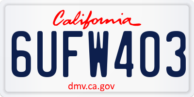 CA license plate 6UFW403