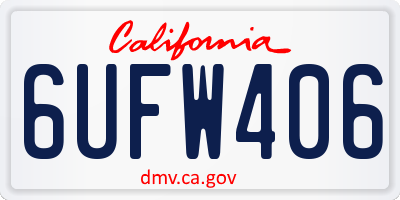 CA license plate 6UFW406